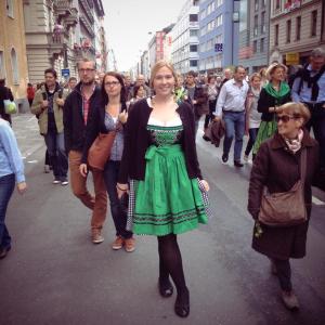 Walking to the fest held at the Theriesenwiese Grounds.