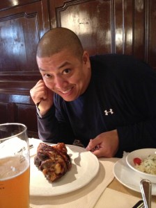 John with the Schweinhaxe - I opted for the Kase Spatzle, which is really just fancy Mac & Cheese. I still think my choice was better! ;-)