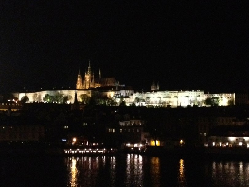 The Prague Castle at night.