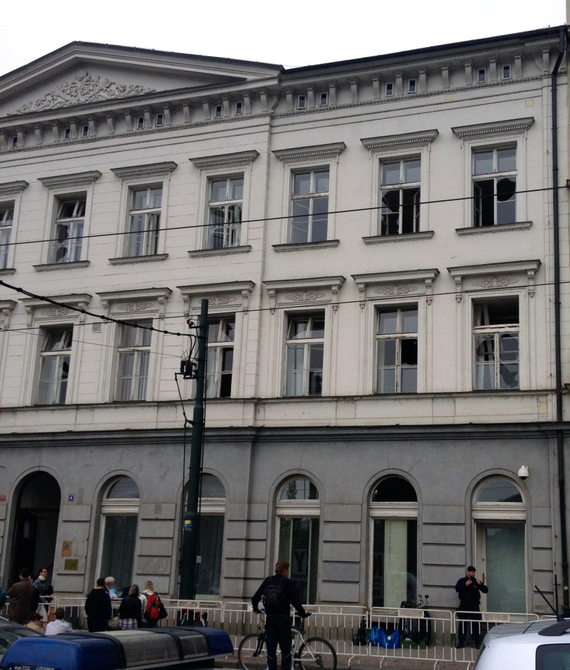 This building was one of those caught in the gas explosion - literally around the corner from our hotel. You can see the windows blown out.