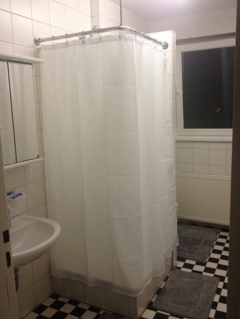 The "interesting" bathroom, with the shower smack in the middle. This was the craziest to get used to - we soaked the floor the first few times trying to adjust to the shower! But it's got hot water and good water pressure, so I am not complaining!