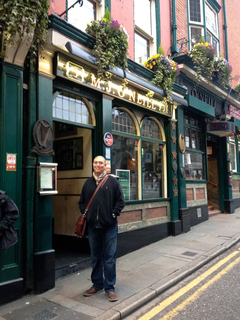John in front of one of the pubs on the crawl!