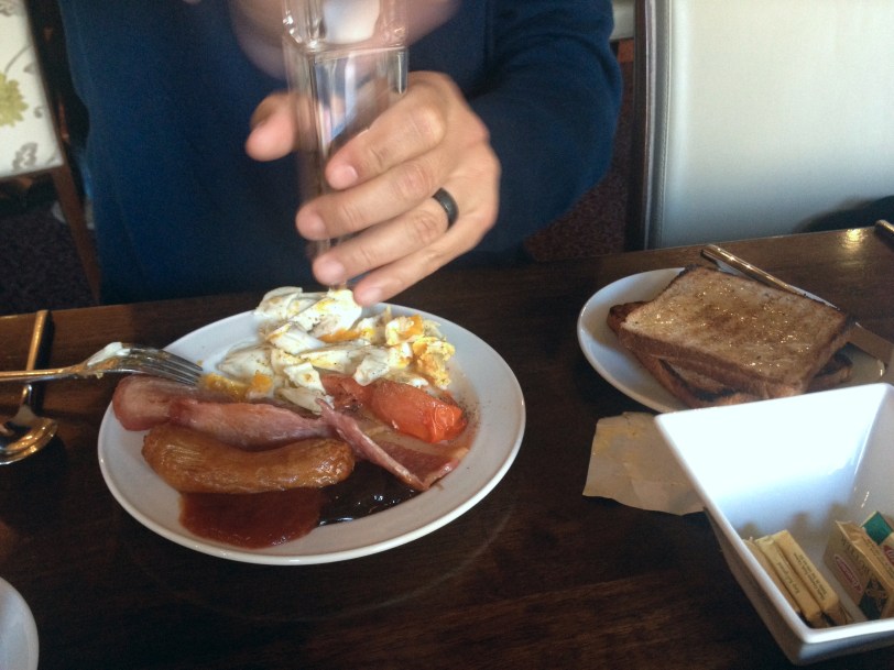 What John's plate looked like on a daily basis...he tried and enjoyed the Irish Breakfast (with exception to the Black Pudding!)