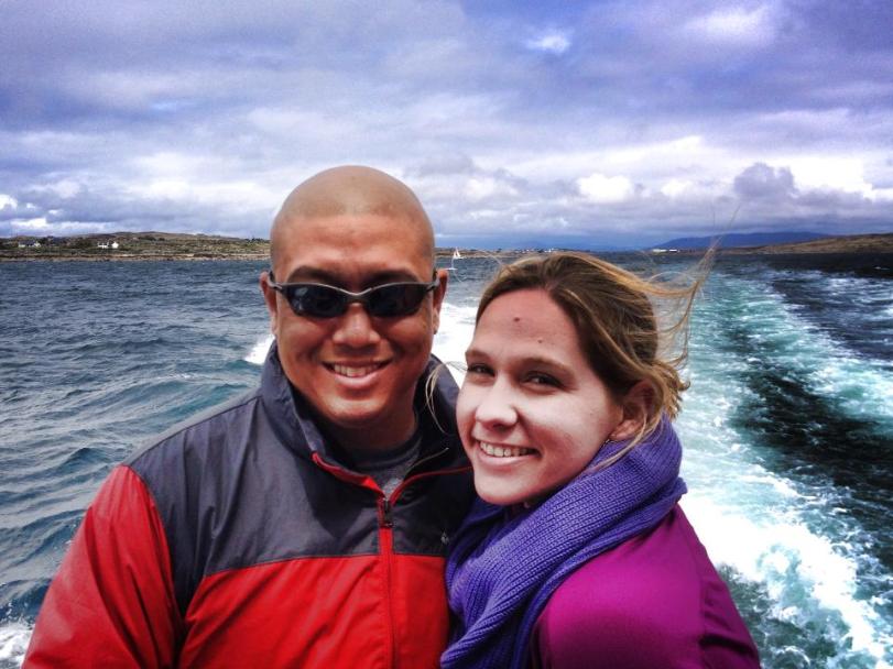 Johnny and me braved the winds on the ride out!