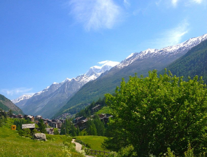 A glance back at the village of Zermatt from where we had hiked!