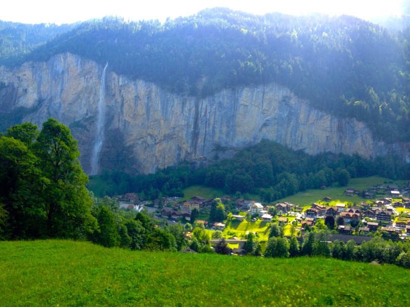 A view of the Lauterbrunnen Valley from the train that took us from the parking lot to Wengen.