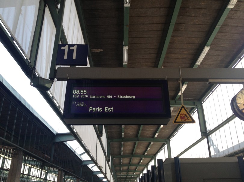 Boarding the train from Stuttgart to Paris!