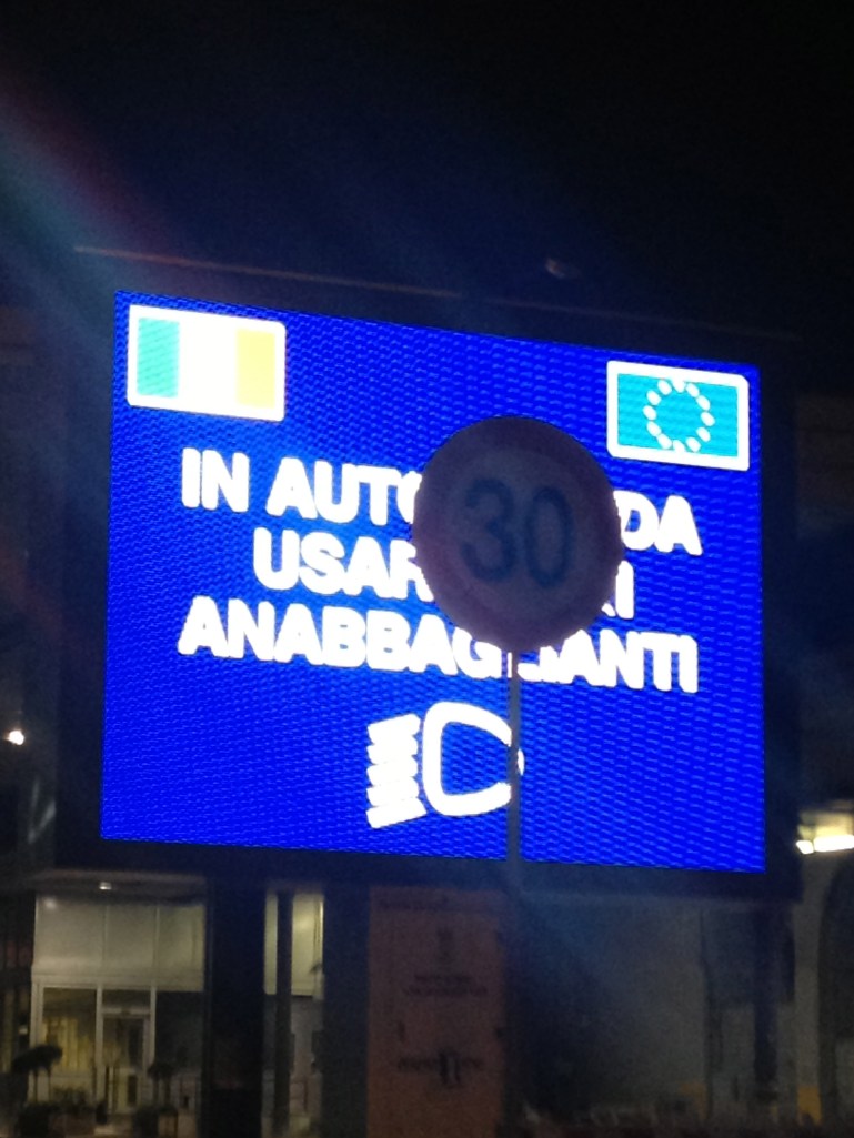 Crossing the Italian border - this was the best shot I could get!