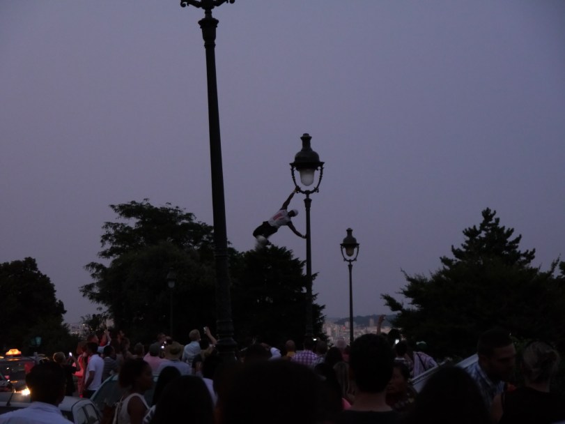 A street performer in front of the Basilica.