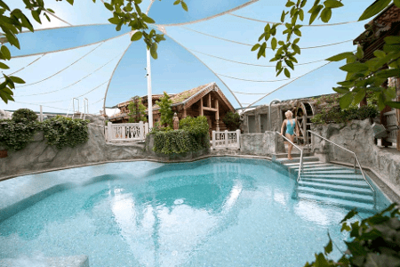 The outdoor hot springs pool