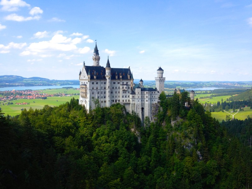The view of Neuschwanstein from the Marienbrucke