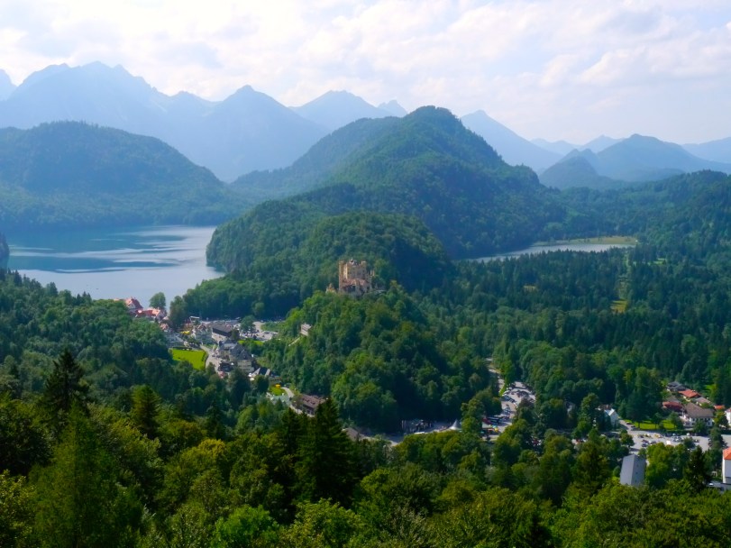 The view of Hohenschwangau from Neuschwanstein.
