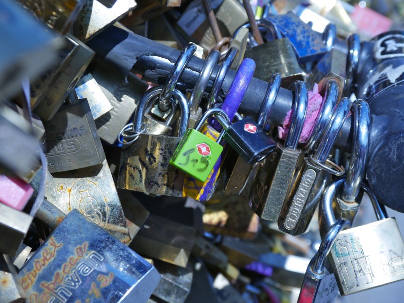 Our green love lock in front of Notre Dame!