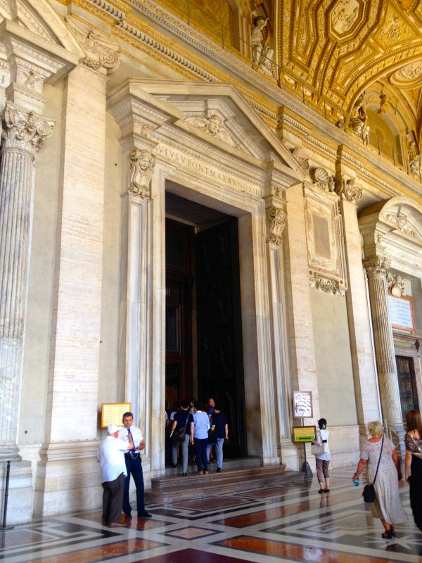 The entrance into St. Peter's Basilica.