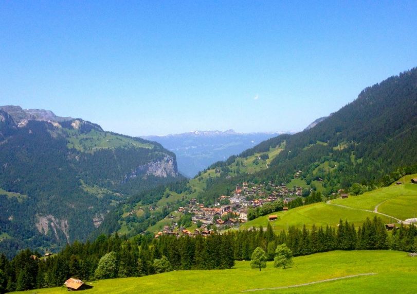 A view of Wengen from the Jungfrau railway. Adorable town nestled in the Alps.