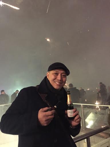 John at midnight...the fireworks masked by the smoke!