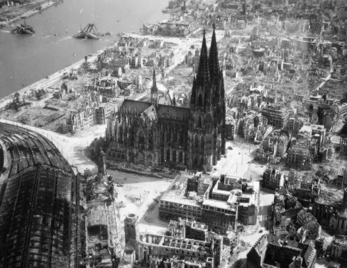 This is not the Cologne Cathedral we saw - but this picture is the quintessential shot of a typical German town post-Allied bombings.