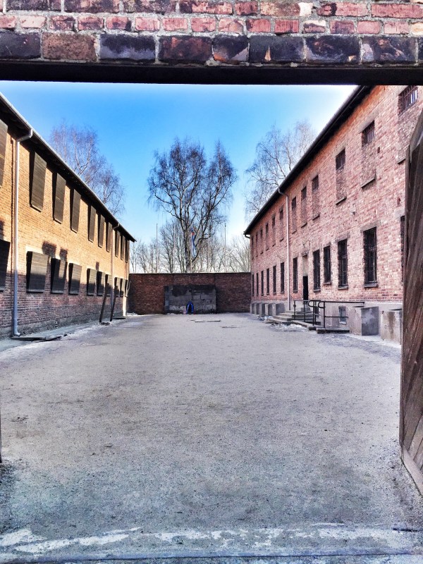 The firing wall. Prisoners would shower before being lined up at the wall and killed. This has since been reconstructed.