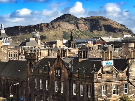 The views from the Castle were beautiful. This is looking at Old Town, with Arthur's Seat in the background.