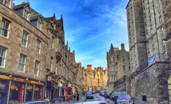 Another view of Victoria Street, which runs into the Grassmarket area.