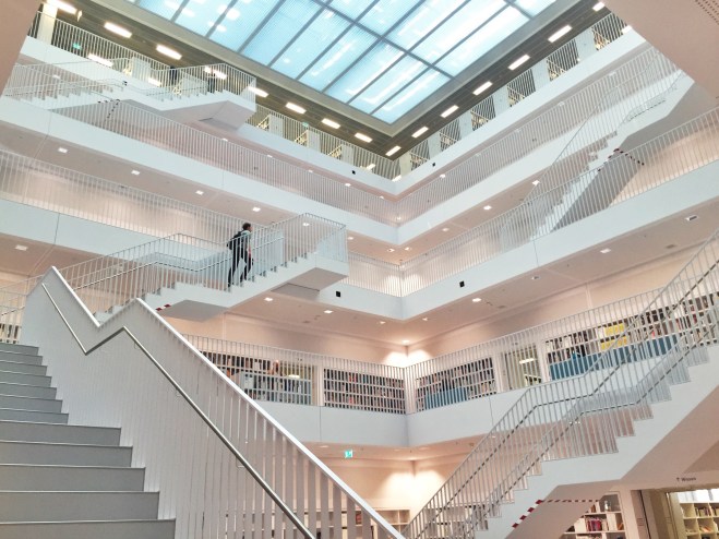 These are the upper floors of the library, again with the stairwell and various rooms on the outside of this interior.