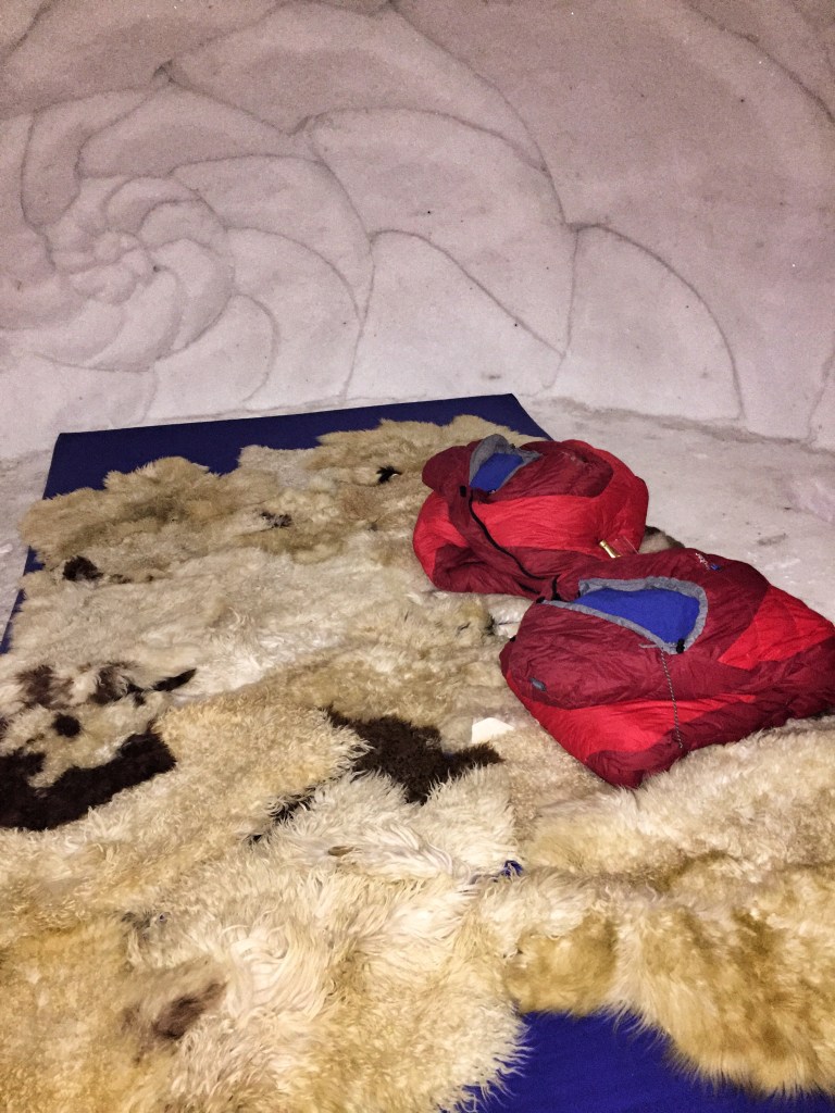 Our sleeping area...inside the sleeping bags and fleece = warm. Outside? Sooo cold! I slept with the clothes and jacket I would be wearing the next day in the bag so it wasn't cold!