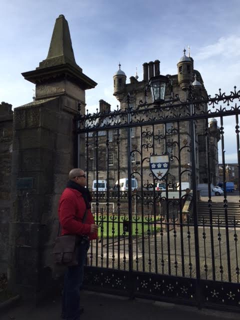 Looking from the Grayfriars Kirkyard into the grounds of the George Herriot school.