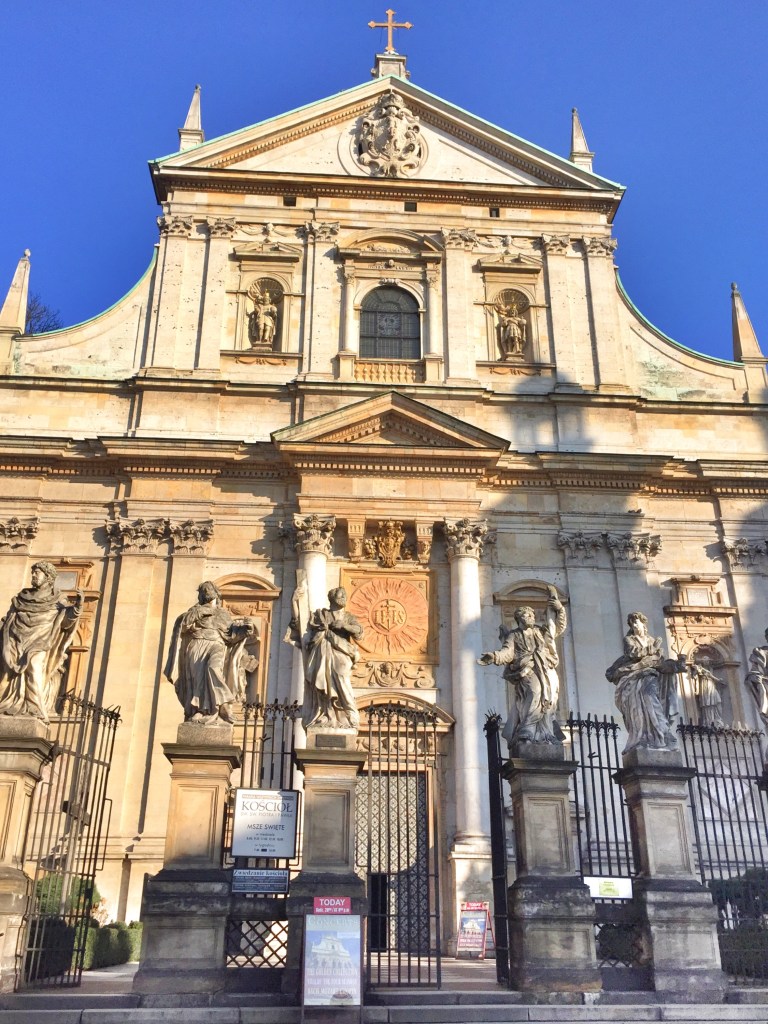 A pretty church along the main pedestrian street that takes you from the main square to Wawel Hill.