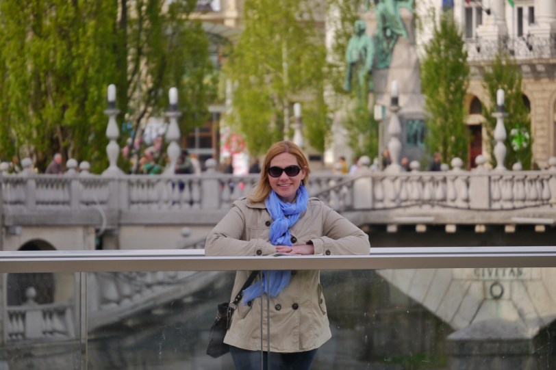 On one of the multiple bridges in town...about to head back to Bled.