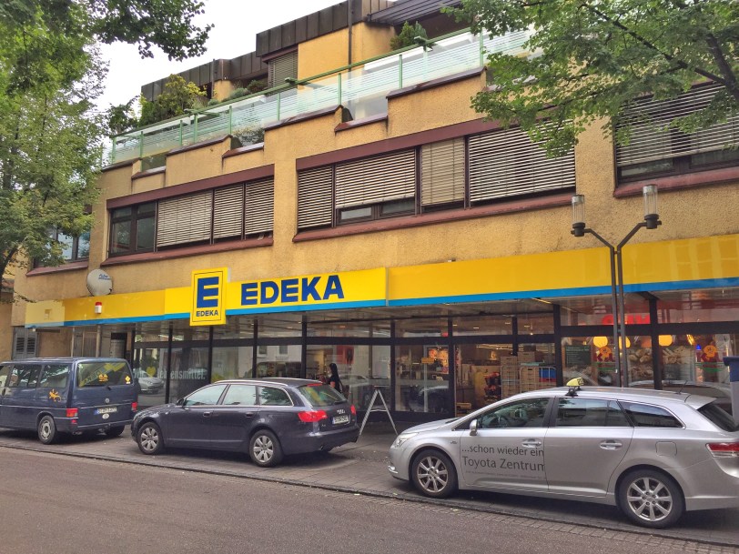 Just around the corner from the Depot, and on our way to the train station, is the Edeka, one of four grocery stores in town but the one we use the most.