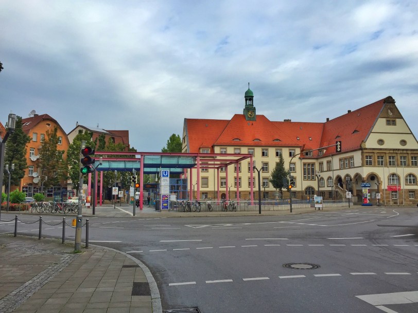 A six-minute walk from our house is our Rathaus (city hall) and main U-Bahn stop.