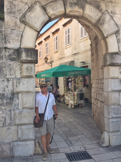 Johnny by one of the gates. 