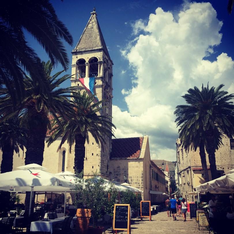 Walking back inside the walls.